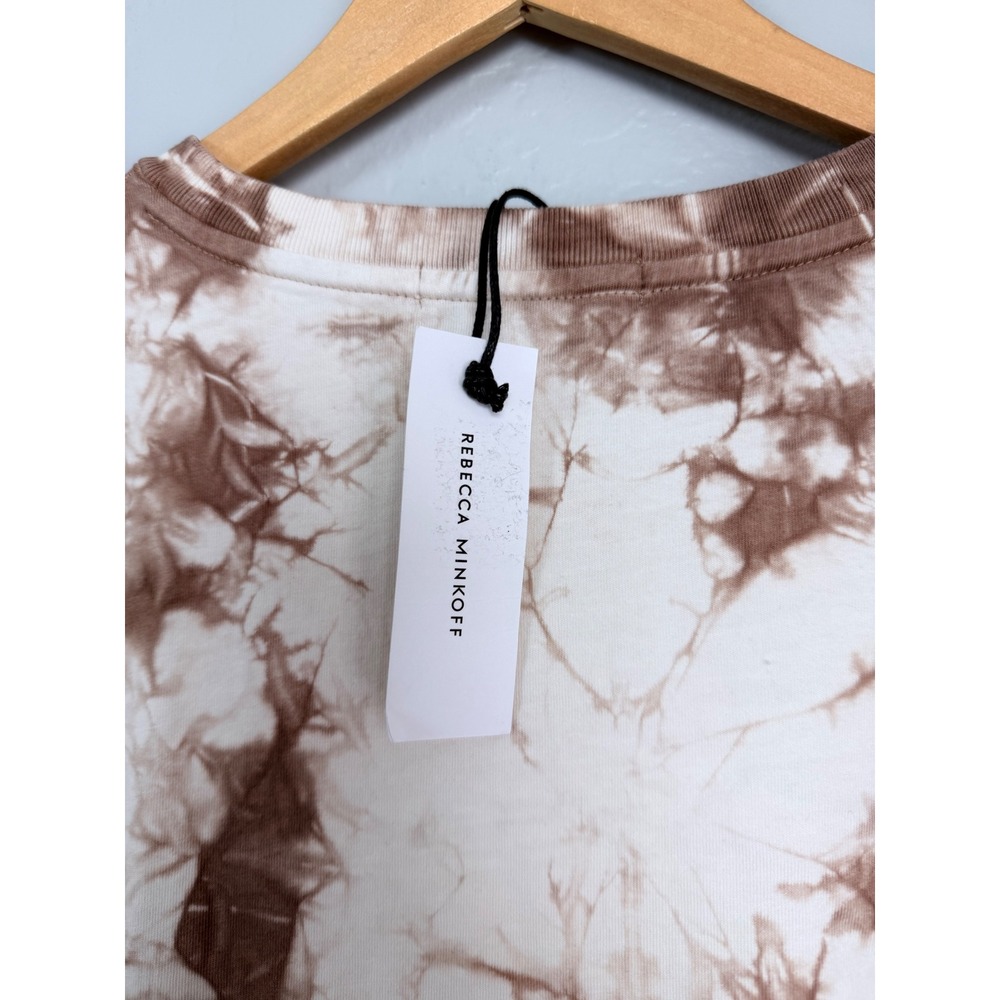 Rebecca Minkoff Marta Dress Khaki Bleach Tie Dye Cotton Belted Mini Dress Large - Picture 6 of 11